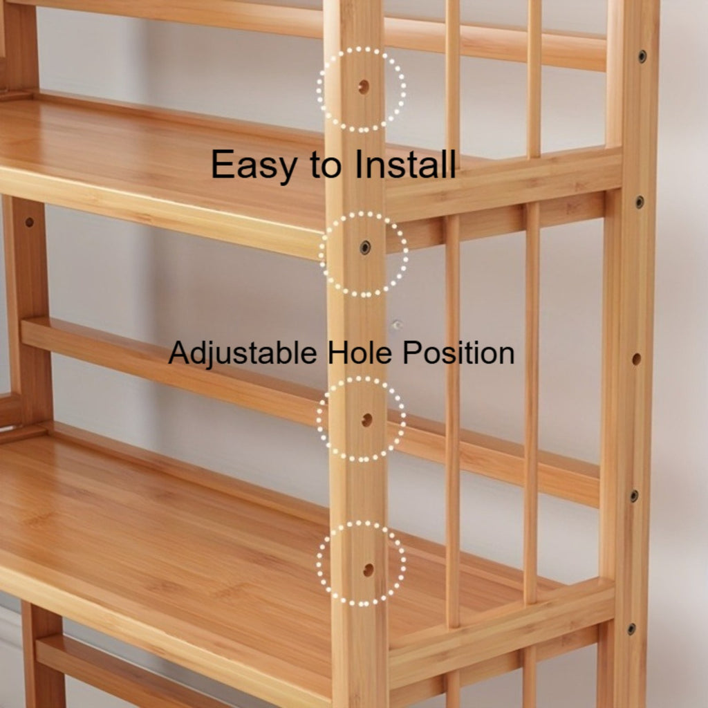 5-Tier Multifunctional Bamboo Bookshelf & Display Rack – Space-Saving Standing Storage Shelf for Home Office Living Room Nordic Minimalist Style Easy Assembly