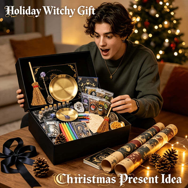 Witchcraft Supplies Kit for Spells – 94 / 130pcs Witch Box with Pink Candles, Wiccan Tools & Beginner Pagan Ritual Set | Halloween