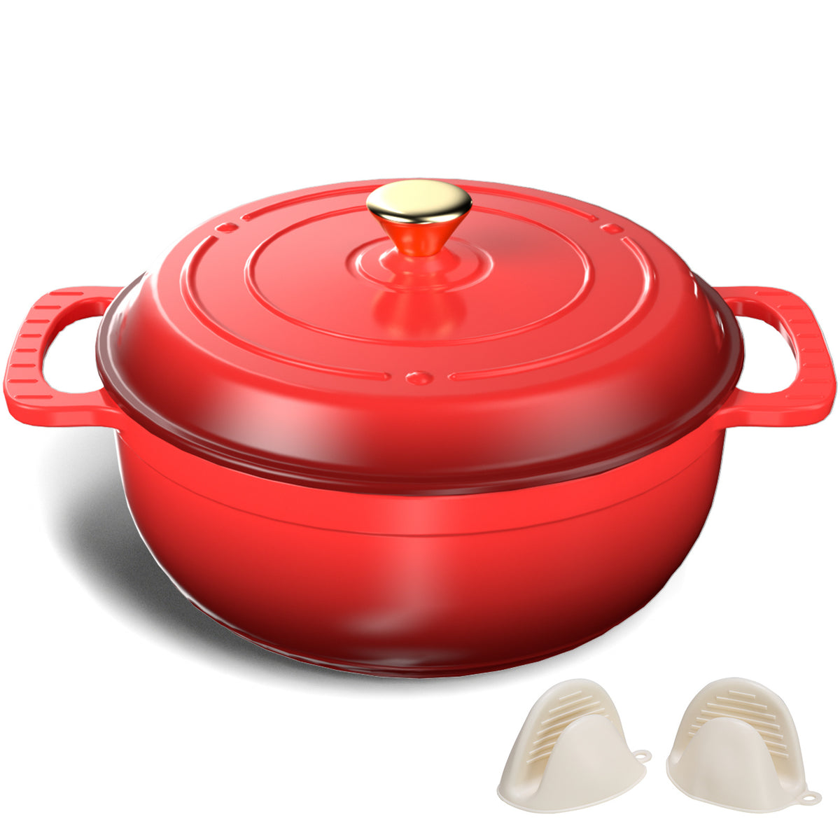 Dutch Oven 5QT 6QT 7.5QT Enameled Cast Iron Cookware with Lid Silicone Handles Oven Safe 500°F Bread Baking Stews Roasts Multiple Colors