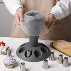 Piping Bags and Tips Set 17pcs Cake Decorating Kit with Icing Bag Holder – Multiple Nozzle Shapes for Professional & Home Baking