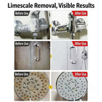 Showerhead & Bathroom Limescale Remover Spray Kit – Removes Mineral Blockages, Restores Glass & Mirrors, No-Scrub for Bathtub, Sink & Toilet