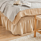 Elastic Wrap Around Bed Skirt No-Lift, 15 Inch Drop Microfiber Dust Ruffle, 30 Fade-Resistant Colors, Machine Washable, Twin Full Queen King Size