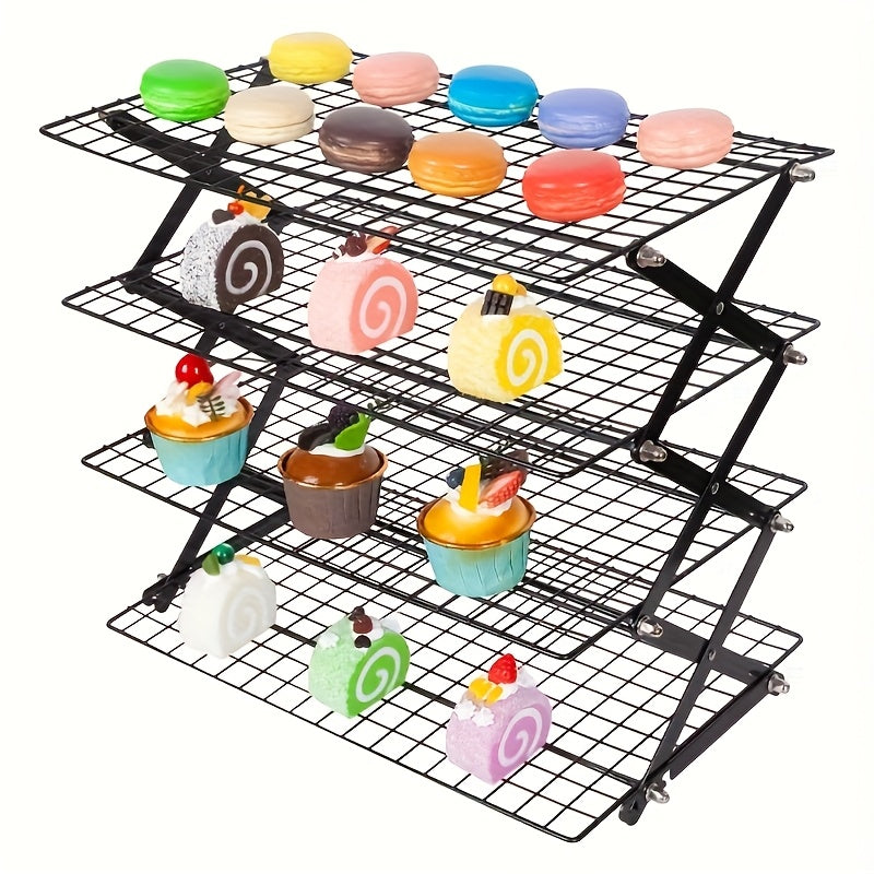 Wire Cooling Rack Set Collapsible Stainless Steel with Muffin Cup Slots - Baking Rack for Cakes, Cupcakes, BBQ & Drying, Stackable Oven Safe Cooling Grid