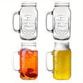 Mason Jar Drinking Glasses with Handle 24oz Set of 4 | Dishwasher Safe Reusable Cups for Party Home Beverages