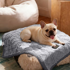 Liquid-Proof Reversible Sherpa Pet Blanket & Furniture Protector – Dog & Cat Throw Cover for Sofa, Bed & Couch | Small, Medium & Large Pets | Light Gray, Khaki, Beige