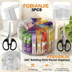 Lazy Susan Organizer Rotating Drink Mix Packet Holder Clear Turntable with Dividers for Powder Packets Water Flavor Packets Pantry Counter