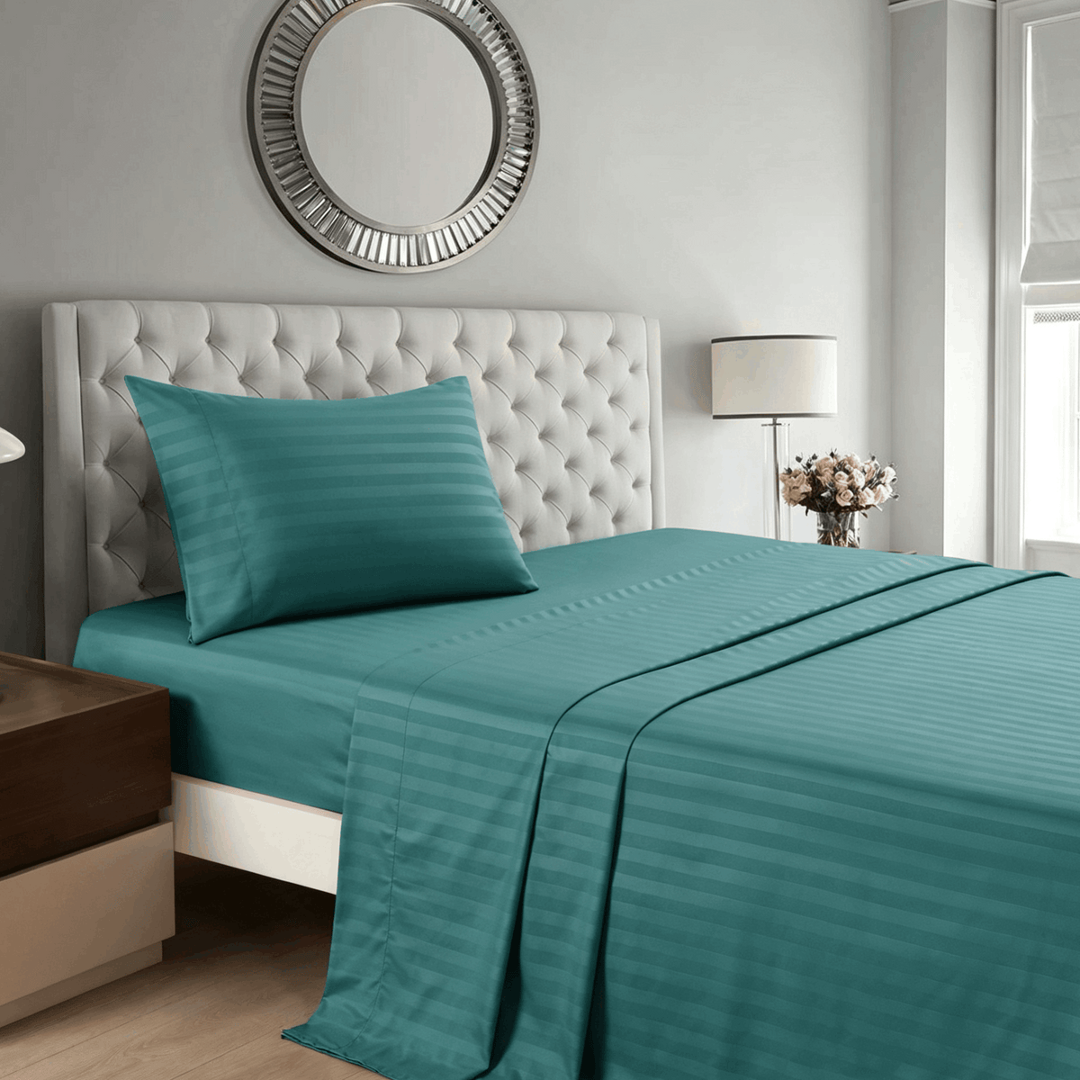 Striped Bed Sheet Set Extra Soft Breathable, Fade-Resistant Deep Pocket Fitted Sheets for Bedroom Guest Room Hotel – All Season 3/4 Piece (Flat Sheet, Fitted Sheet, Pillowcase)