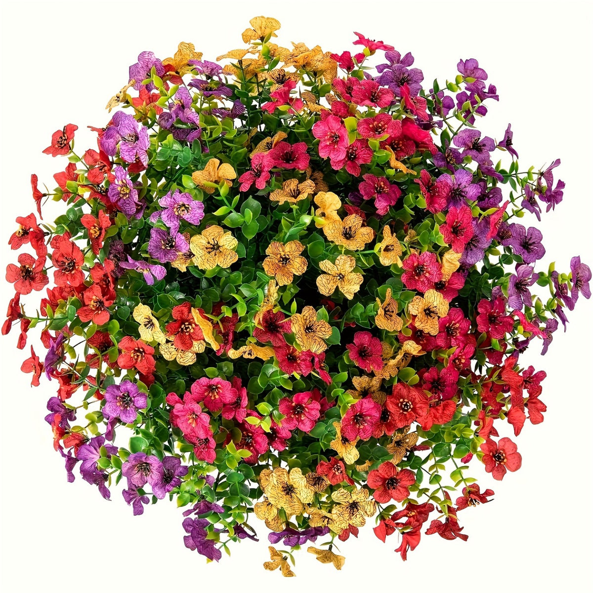 Artificial Sunflowers & Wildflowers 24pcs Mixed Colors Bouquet Set, Fake Flowers for Porch, Balcony & Front Door Decor, Year-Round Hanging Flower Basket Decoration, No Container Needed