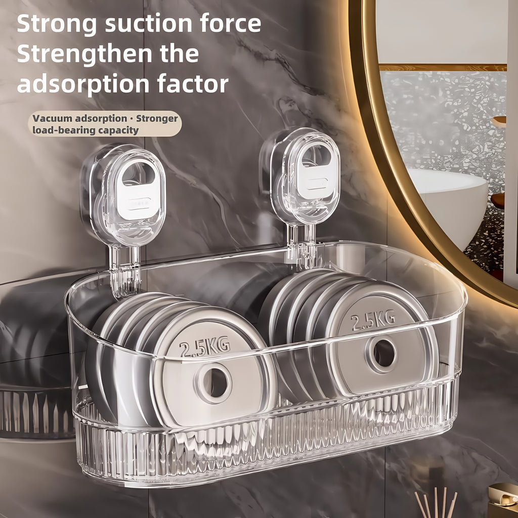 Suction Cup Shower Caddy – No-Drill Wall-Mounted Bathroom Organizer Shelf, Holds 10 lbs, Corrugated Grip, ABS Plastic Rack for Shower Essentials, Cosmetics & Toiletries (1 or 2 Pack)