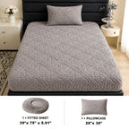 Embossed Fitted Sheet Set Super Soft Deep Pocket - European Texture Bed Sheets All Season, Machine Washable, Optional Pillowcases, Twin Full Queen King Sizes, 5 Colors Bedroom Bedding