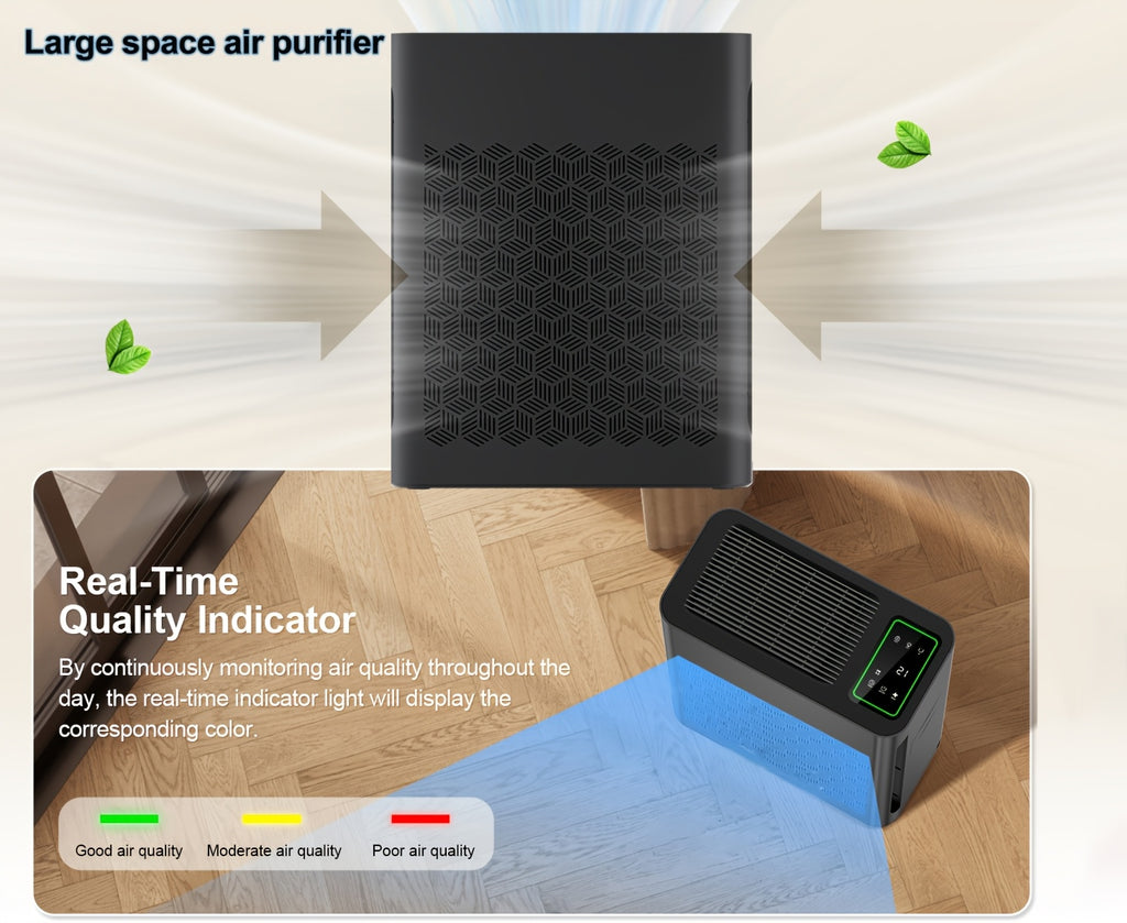 HEPA Air Purifier for Large Rooms Up to 1095 Sq Ft – PM2.5 Display, Air Quality Sensor, Auto Mode & Timer, Home Office Family Room Air Cleaner, Black White Grey Silver