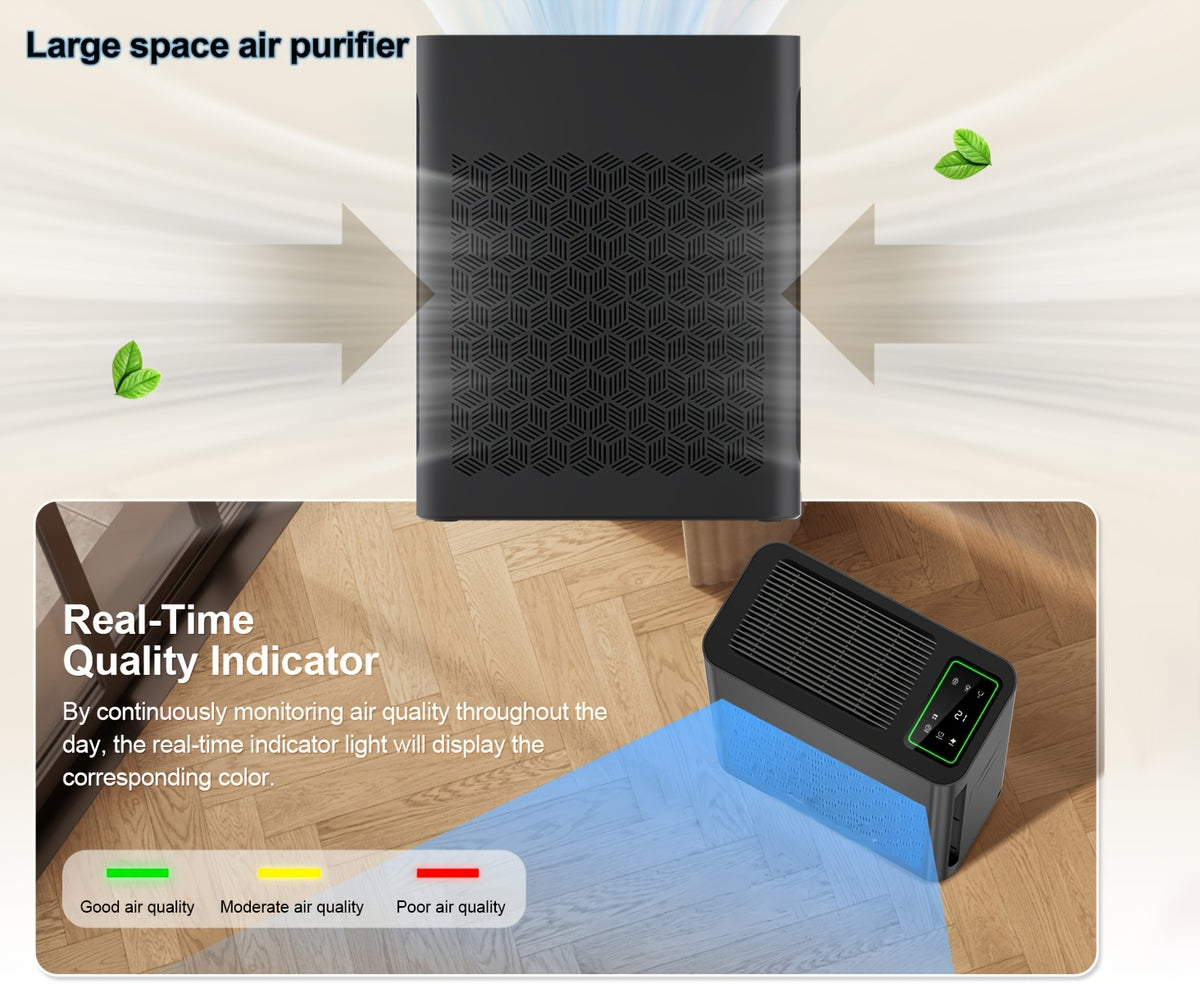 HEPA Air Purifier for Large Rooms Up to 1095 Sq Ft – PM2.5 Display, Air Quality Sensor, Auto Mode & Timer, Home Office Family Room Air Cleaner, Black White Grey Silver