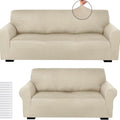 Stretch Sofa Cover Set 2 Piece Form Fit Slipcover for 2 Seater & 3 Seater Couch – Wrinkle Proof Loveseat Furniture Protector, 5 Colors, Milk Silk