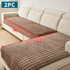 Quilted Short Plush Sofa Protector Set of 2 Ultra Soft Thick Non-Slip Sofa Mat – Pet Friendly, Machine Washable, Fits 3-Seater Sofa, Chaise & Bed Chair, Contemporary Home Decor