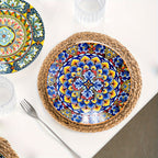 Bohemian Ceramic Salad Plates Set of 6 – 8.5 Inch Colorful Dessert Plate Set, Microwave Oven & Dishwasher Safe, Boho Style Kitchen Dishes