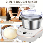 Electric Dough Maker 5.2Qt 250W 304 Stainless Steel Bowl with Ferment Function - Automatic Kneading Machine for Bread, Pizza, Pasta, Roti, Dumplings - Adjustable Time, 3 Modes, Home Kitchen
