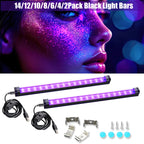 Black Light Bar 10W 1ft LED UV Blacklight Strip Lights – Magnetic Mount for Glow Party, Tapestry, Poster, Body Paint, Cabinet & Display – 2 to 14 Pack