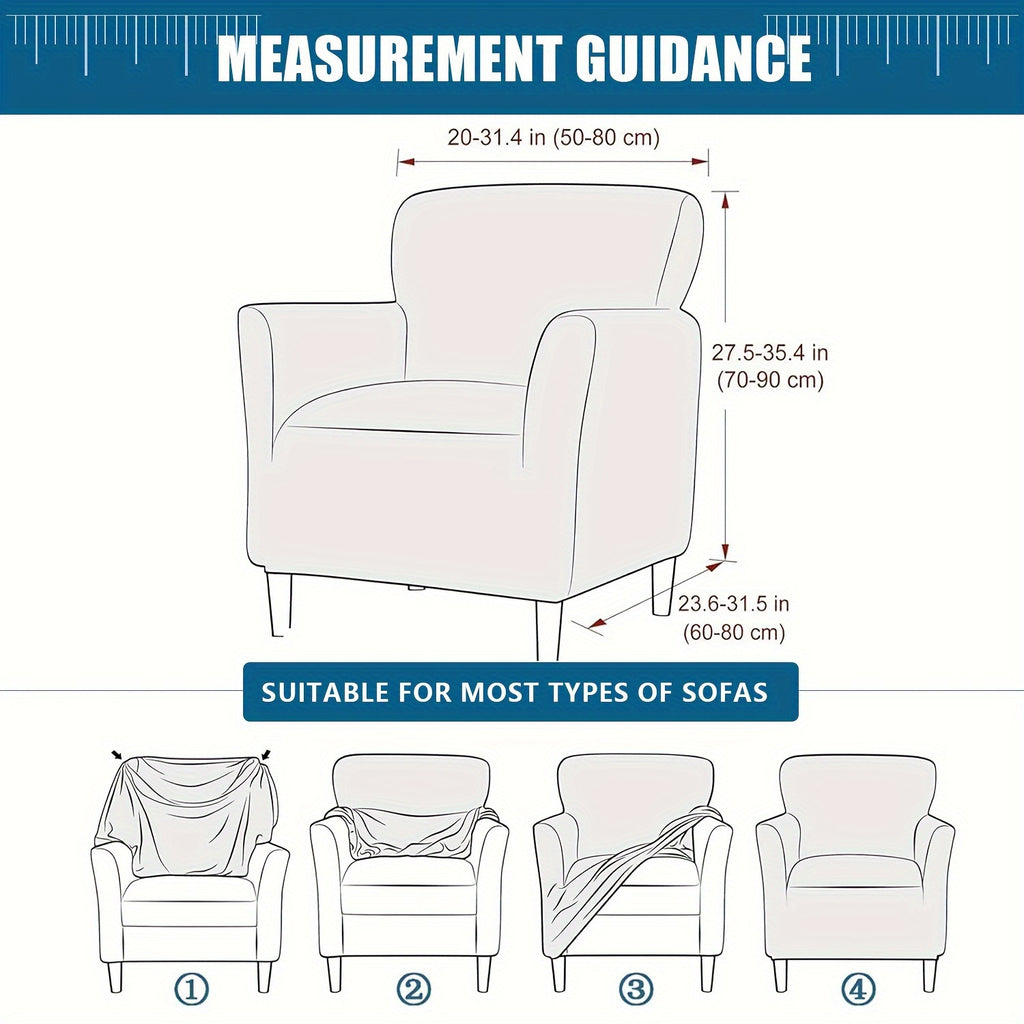 Stretch Armchair Slipcover 1pc - Mid Century Modern Accent Chair Cover with Arms Soft Furniture Protector for Living Room Office Reception Reading Machine Washable