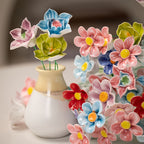 Handcrafted Ceramic Flowers 10pcs Realistic Decorative Floral Accents Random Colors for Home Wedding Party Valentine's Day Mother's Day Christmas Gift