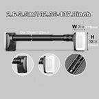 No Drill Telescopic Curtain Rod Adjustable 15.75-196.85in 33mm Extendable Shower Curtain Rod for Large Windows Anti-Slip No Screws