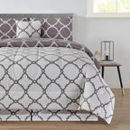 5-Piece Comforter Set – Reversible Quilted Down Alternative Bedding Set with Pillow Shams, Bed Skirt & Cushion | All Season | Twin, Queen, King