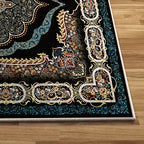 Bohemian Floral Velvet Area Rug Non-Slip Shedding-Resistant Machine Washable 100% Polyester Floor Mat for Living Room Bedroom Kitchen Office Multiple Sizes