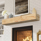 Wood Fireplace Mantel Floating Shelf – Heavy Duty Invisible Bracket | Wall Mounted Mantel for Over Fireplace | 5 Colors, 2 Lengths
