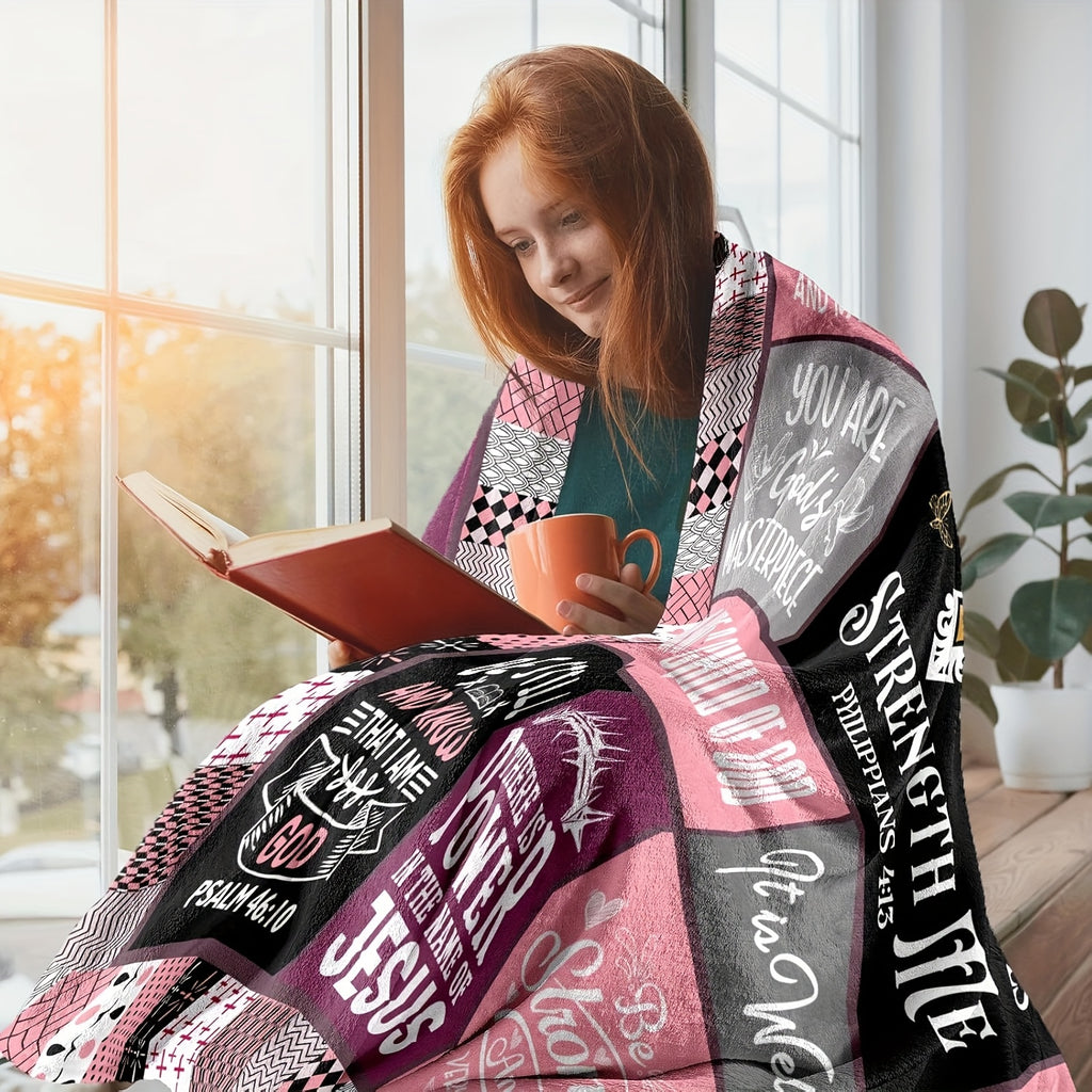 Christian Gift Blanket for Religious Enthusiasts – Soft Plush Fleece Throw, Faith Bible Verse Sofa TV Blanket