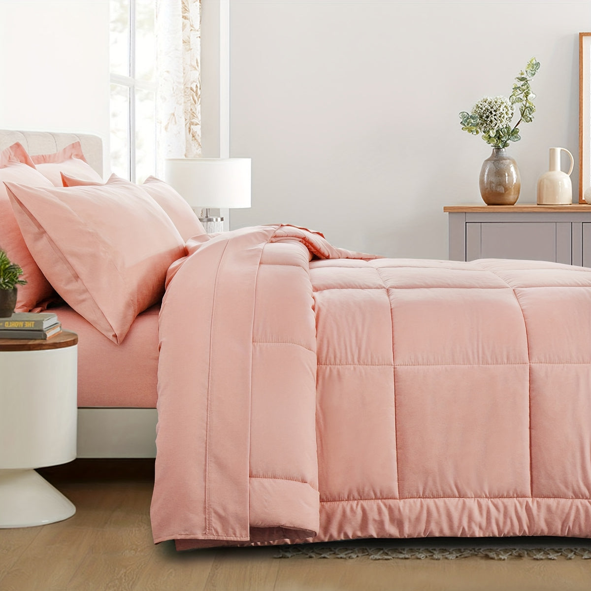 Bed in a Bag Queen 7 Piece Fluffy Comforter Set – Ultra-Soft Microfiber Bedding with Comforter, Fitted Sheet, Flat Sheet & 4 Pillowcases, Hypoallergenic Breathable All Season Bedding Gift for Her