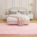 Pink Soft Shaggy Area Rug for Living Room & Bedroom - Fluffy Non-Slip Thickened Carpet for Bedroom, Dormitory & Home Decor, Moisture Resistant Easy Clean in 4x6, 5x8, 6x9, 8x10 Ft