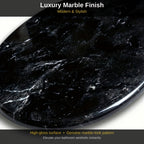 Soft Close Toilet Seat Round Black Marble | Designer Art Toilet Seat with Quick-Release Hinges, Easy Clean, Stylish Bathroom Upgrade