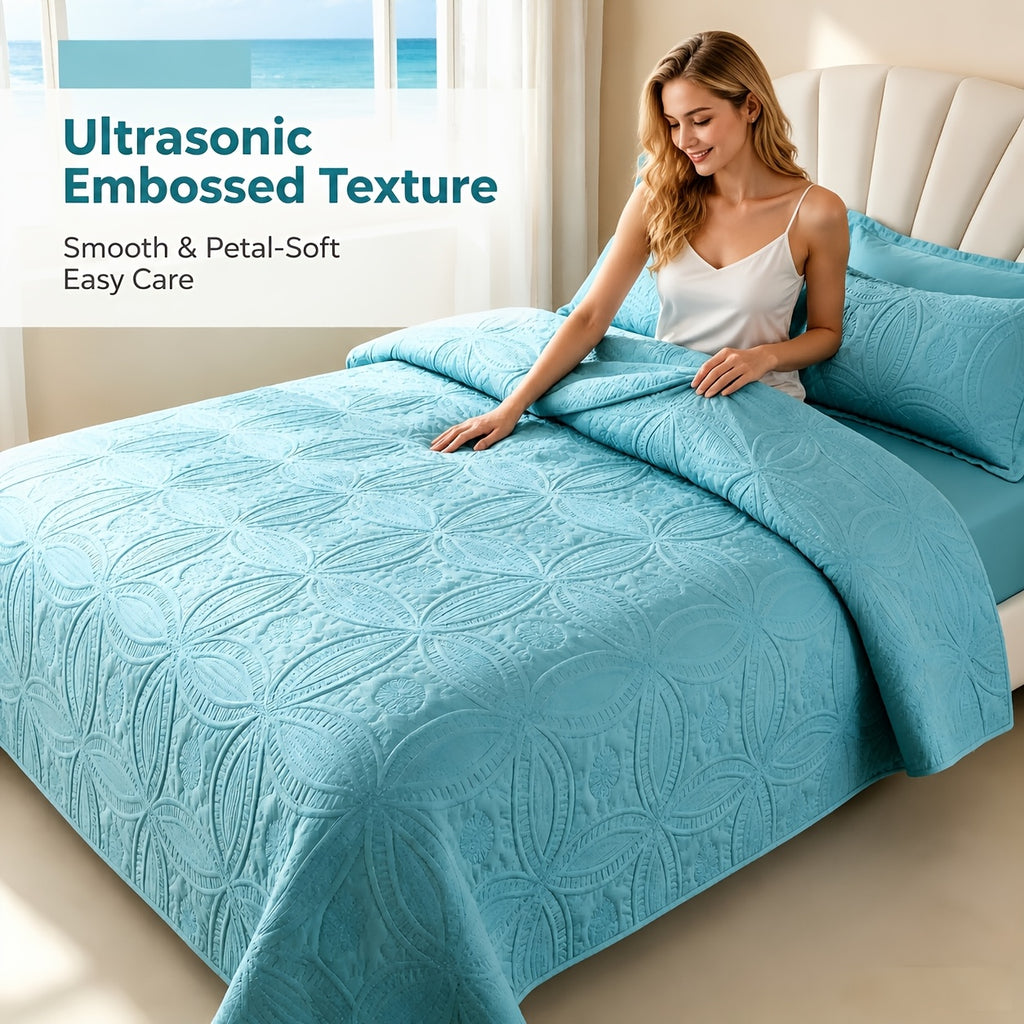 Lightweight Embossed Blanket Set with Pillowcases – Ultra Soft Textured Bed Blanket Twin Queen King, Breathable All Season Blanket for Bedroom Sofa Couch