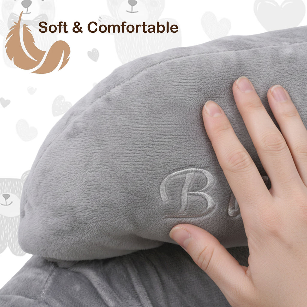 Baby Support Seat Plush Animal Infant Lounger – Ultra-Soft Cushioned Tummy Time Seat for Babies & Toddlers, Non-Toxic Fabric, No Assembly, Elephant Grey, Bear Pink & Bear Khaki