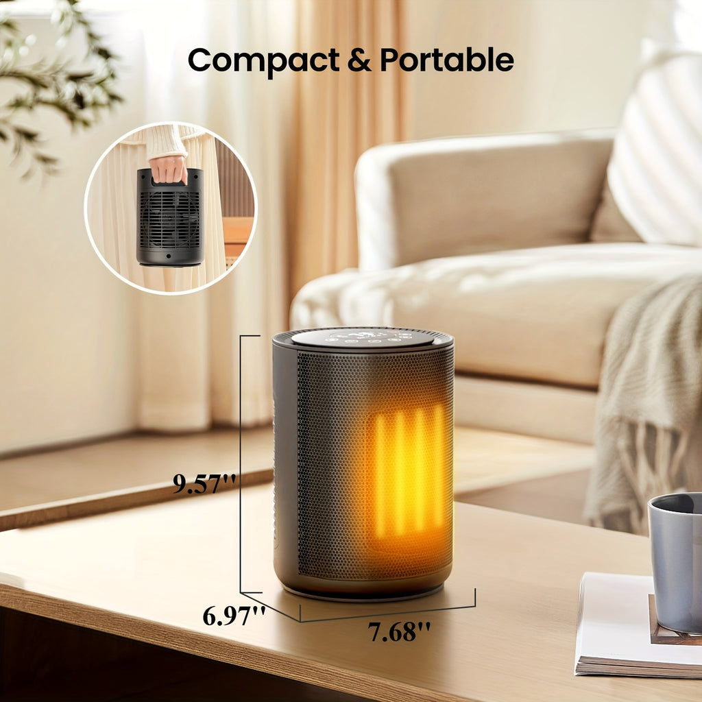 Space Heater Portable Ceramic Indoor with Thermostat 24H Timer 2-Second Fast Heat LED Display Rotary Switch HD 15-Inch Options Heating Fan Mode Home Office Dorm Room Small Heater