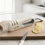 4-Stage Knife Sharpener Professional Manual Sharpener - Multi-Purpose Kitchen Knife Sharpener for Ceramic, Scissors & Hunting Knives, Anti-Slip Ergonomic Handle, Stone Design Blade Sharpener