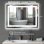 Anti-Fog LED Bathroom Mirror with Dual Light Source & 3-Color Modes | Wall Mount Vanity Mirror | 120V US Plug | 4 Sizes