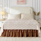 Double Ruffle Bed Skirt – 16" Drop Elastic Wrap-Around | Easy Install, Machine Washable | Twin, Full, Queen, King
