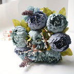 Artificial Peony Bouquet 13 Heads UV-Resistant Realistic Silk Flowers with Green Foliage Sturdy Stems Pink Red White Blue Purple Yellow Lavender Peach for Wedding Home Garden Office Indoor Floral Decor