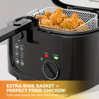 1500W Electric Deep Fryer 84.54oz – Non-Stick Basket, Adjustable Temperature Control, Viewing Window & Removable Lid | Easy Clean | Black & White