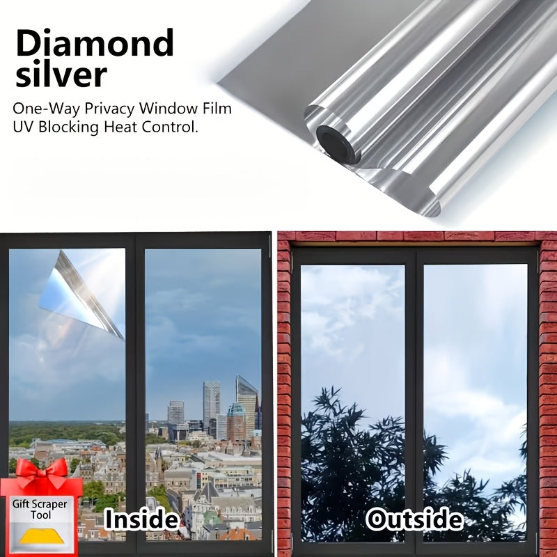 One Way Privacy Window Film for Home & Office - Static Cling Mirror Surface, Daytime Privacy, Heat & Glare Reduction, UV Blocking, No Adhesive, 4 Colors