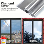 One Way Privacy Window Film for Home & Office - Static Cling Mirror Surface, Daytime Privacy, Heat & Glare Reduction, UV Blocking, No Adhesive, 4 Colors