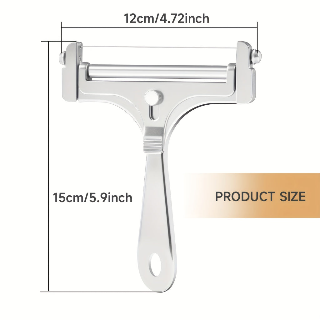 Adjustable Cheese Slicer & Garlic Press 2-Piece Kitchen Tool Set – Metal Blade Adjustable Thickness, Manual Cheese Cutter for Home Cooking