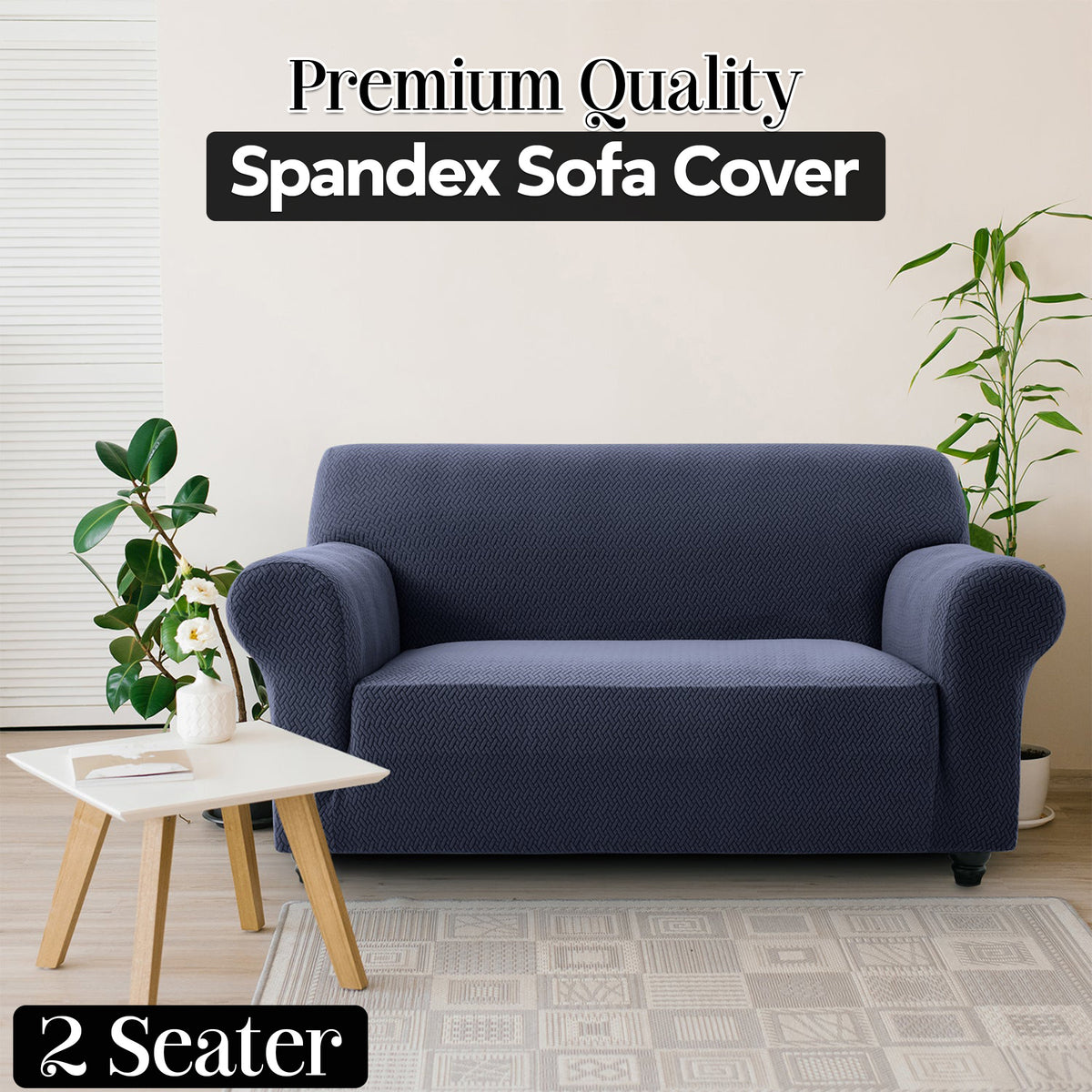Plush Thick Spandex Sofa Cover Elastic Bottom – Soft Stretchable Couch Slipcover, Non-Slip, Machine Washable, 6 Colors, 2/3 Seater, Living Room Apartment Office Home Decor