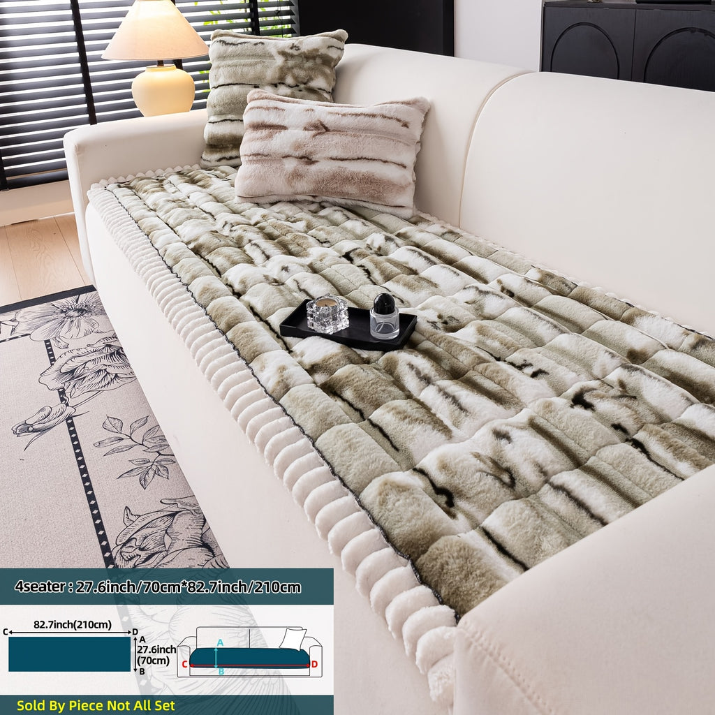 Plush Sofa Cover Super Soft Thickened Warm Anti-Slip Couch Cushion Mat – Furry Velvet Sofa Protector for Living Room Bedroom, Easy Care Durable Home Decor Furniture Cover