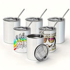 Blank Sublimation Tumblers 6 Pack 12oz Skinny Double Wall Insulated Cups with Gift Box and Shrink Wrap for DIY Custom Printing