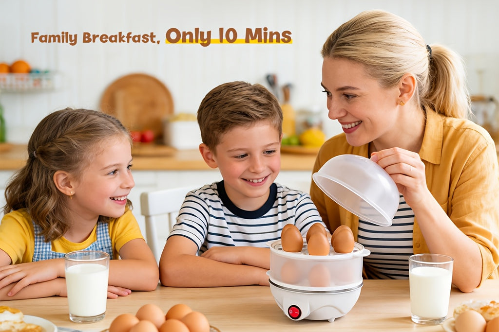 Electric Egg Cooker Steamer 1 or 2 Layer, Auto Shut-Off, Boiled & Soft-Boiled, with Descaling Accessories – Mini Breakfast Machine for Kitchen, Dorm & Office