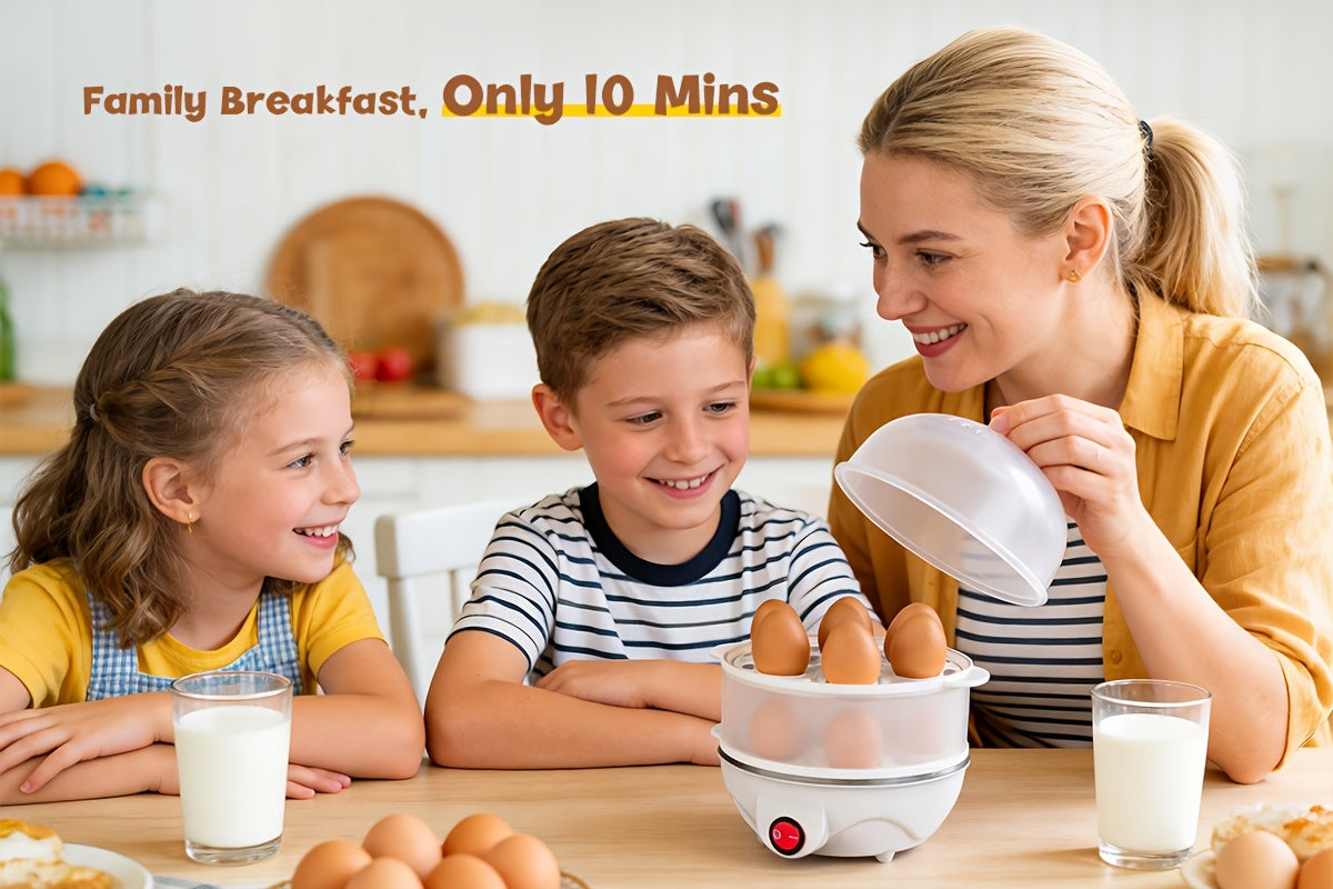 Electric Egg Cooker Steamer 1 or 2 Layer, Auto Shut-Off, Boiled & Soft-Boiled, with Descaling Accessories – Mini Breakfast Machine for Kitchen, Dorm & Office