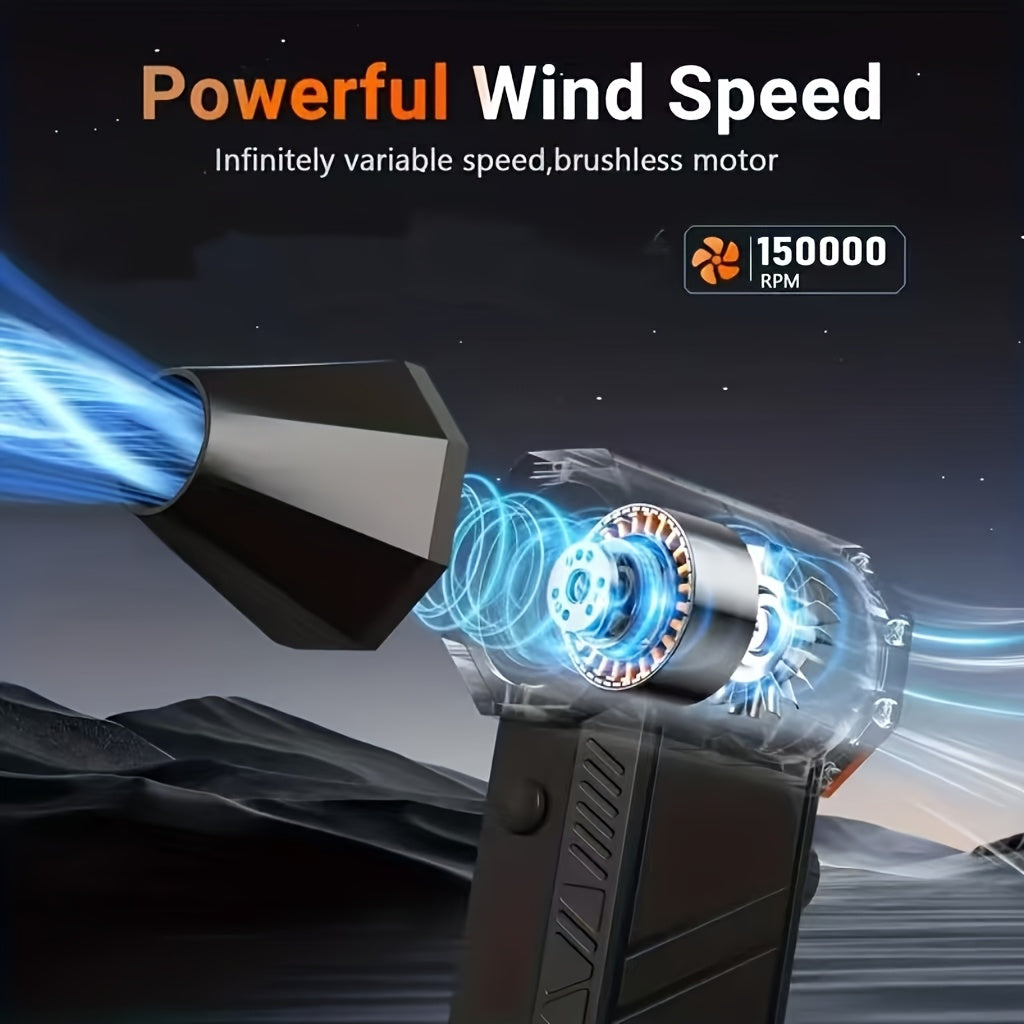 150000 RPM Wireless Turbo Air Blower & Dust Collector – 4-Gear Rechargeable Mini Fan, Dual-Magnetic Nozzle, for Computer, Keyboard, Car, Camping & Outdoor