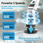 Electric Spin Scrubber Cordless with 8 Replaceable Brush Heads Extension Handle 3 Speeds 90-Min Battery USB Rechargeable for Bathroom Shower Tile Grout Tub Floor Kitchen