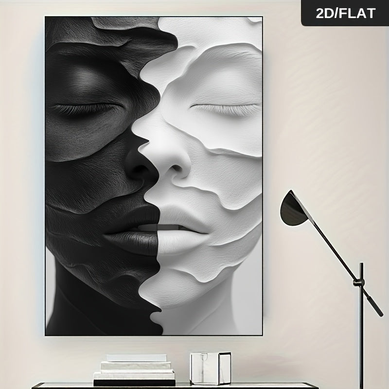 Abstract Dual Face Framed Canvas Wall Art - Modern Art Print for Home, Bar, Cafe, Office, Bedroom Decor, Unique Halloween Christmas Gift for Young Adults